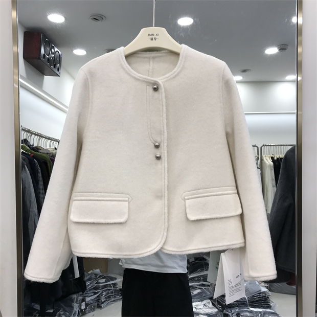 小香风双面羊绒外套女秋冬款短款呢大衣高级感韩系爆款气质36929