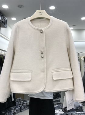 小香风双面羊绒外套女秋冬款短款呢大衣高级感韩系爆款气质36929