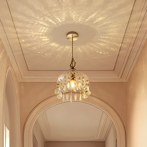 摩灯会 玄关小吊灯 卧室床头水晶现代简约轻奢覆古创意个性艺术B