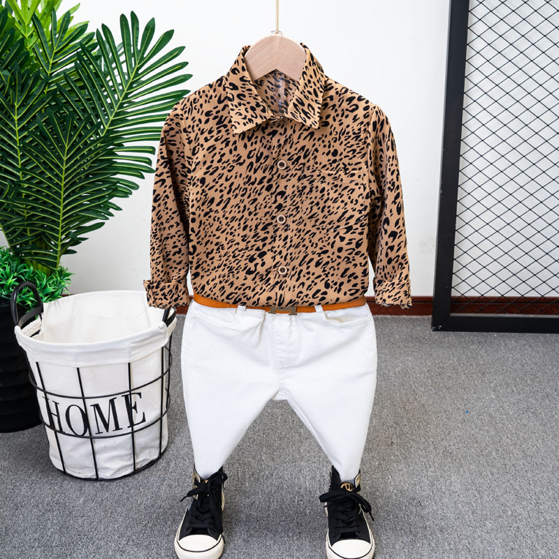 男宝宝洋气潮流豹纹衬衫