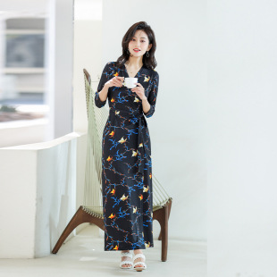 DVF2026 气质连衣裙PG 欧美新品 午夜蝴蝶裹身裙收腰显瘦V领七分袖