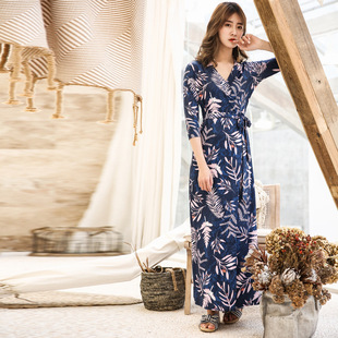 DVF2026夏 显瘦百叶草印花连衣裙女PG 欧美新品 记忆大师裹身裙修身