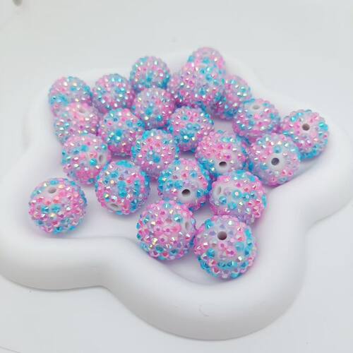 20mm粉蓝直孔树脂钻球DIY配件