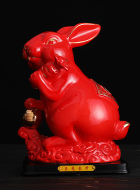 陶瓷生肖兔吉祥物装饰摆件
