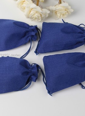 纯色宝蓝色麻布袋束口抽绳香包 端午节香包空袋干花药草袋 礼品袋