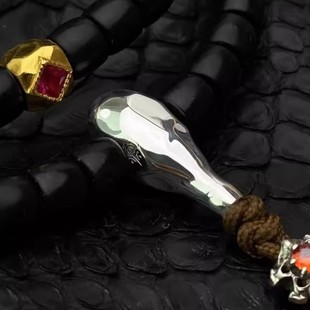 藏式无相大孔道三通佛头文玩手串DIY配饰简约光面文玩三通配件