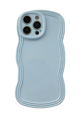 iPhone15promax手机壳新款16pro保护套适用苹果14高级感简约小众爆款保护套女ins渐变紫色波浪边奶油糖果色13