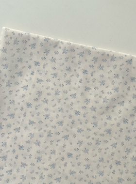 全棉60支小碎花蓝色小花手作家居服连衣裙衬衣包包里布diy布面料