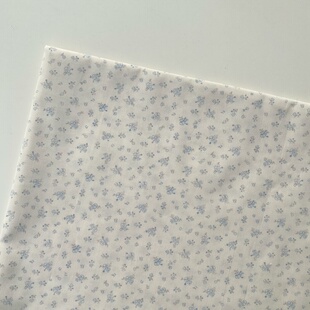 全棉60支小碎花蓝色小花手作家居服连衣裙衬衣包包里布diy布面料