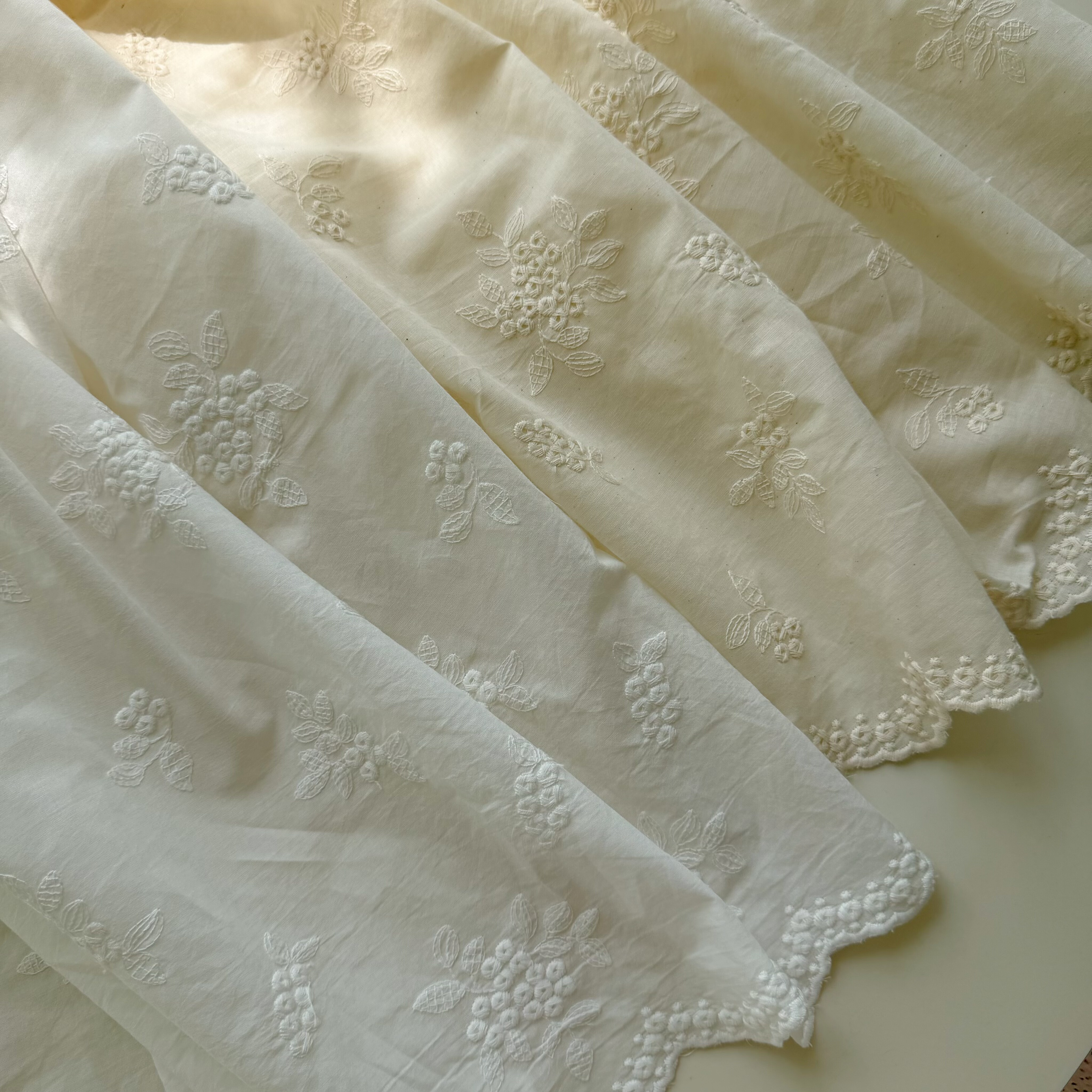 40支纯棉刺绣蕾丝花边棉布面料手工diy服装装饰性桌布衬衣面料