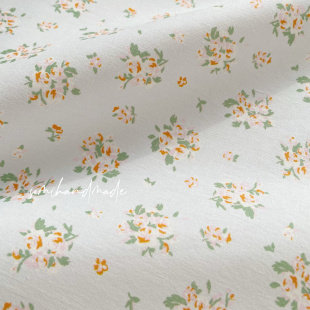 somihandmade淡蓝色小粉花ins碎花娃衣发圈diy手工连衣裙睡衣面料