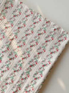 somihandmade双层纱微皱纯棉花墙碎花印花面料手作睡衣布料