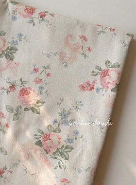 somihandmade浪漫玫瑰暖色调贡缎60支超宽幅床品沙发布面料