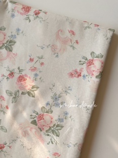 somihandmade浪漫玫瑰暖色调贡缎60支超宽幅床品沙发布面料