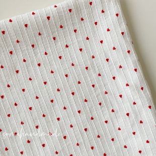 40支全棉刺绣提花红色小爱心手工娃衣发圈面料diy布料