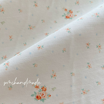 somihandmade60支橘色小碎花娃衣发圈手工diy睡衣衬衣纯棉面料