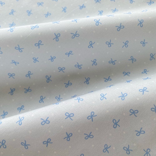 60支蓝色小蝴蝶结纯棉薄棉布娃衣童装发圈衬衣宠物衣服diy面料