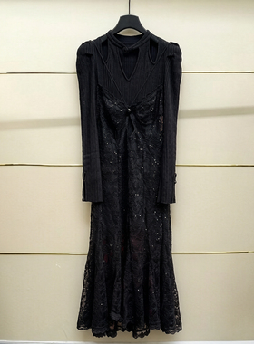 芗现货正品24冬两件套蕾丝连衣裙LF24D31SO375-240