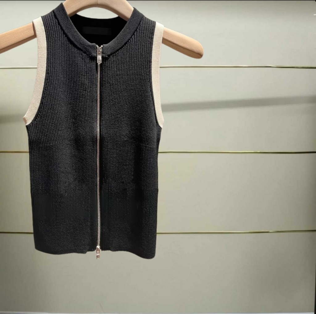正品MBD2SWTT51-240开2024夏款双开拉链圆领修身针织背心