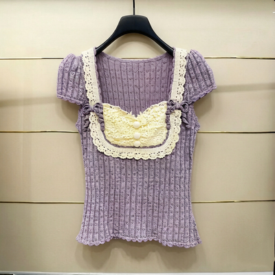 福现货正品26夏手钩花边针织上衣LF26X31ZB050-260