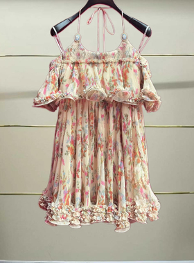 区现货正品24夏压褶印花连衣裙LF24X31SO249-240