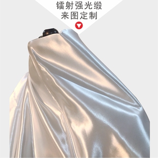 仿镭射强光高亮硬挺廓形光滑反光面布料数码印花来图加工染色定制