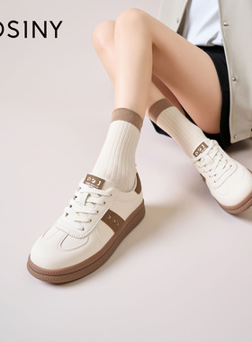 Josiny/卓诗尼26春季复古德训鞋女厚底小白鞋休闲百搭舒适板鞋