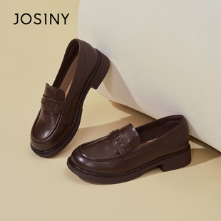 软底百搭单鞋 Josiny 女一脚蹬小皮鞋 26春季 卓诗尼英伦风乐福鞋
