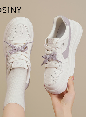 Josiny/卓诗尼厚底26春季小白鞋女休闲百搭双鞋带增高运动鞋显高