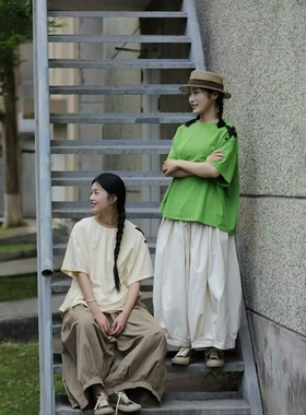 MMBL慢慢变蓝荼文艺简约飞鸟T显瘦休闲拼色领T恤351001