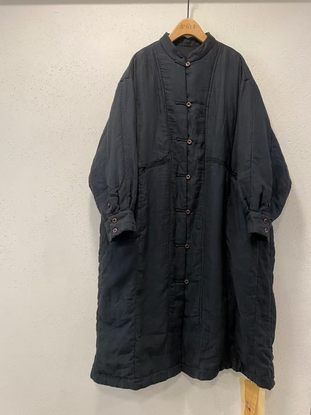 GLM亚麻复古怀旧中长款棉衣外套古兰木3129