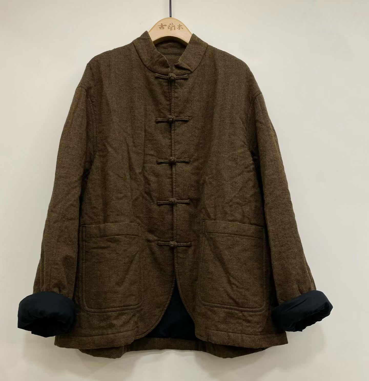 GLM亚麻美丽诺羊毛盘扣新中式棉衣外套古兰木6858