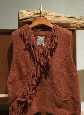 MMBL慢慢变蓝荼流苏秋冬针织背心351148 胸围110长54