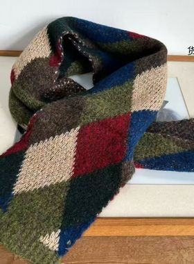 MMBL慢慢变蓝荼菱格拼接围巾351276