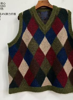 MMBL慢慢变蓝荼V领菱格背心马甲351263