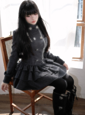 muggle studio 副线 原创设计哥特复古秋气质收腰蕾丝连衣短裙