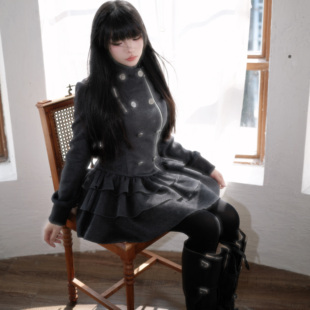 muggle studio 副线 原创设计哥特复古秋气质收腰蕾丝连衣短裙