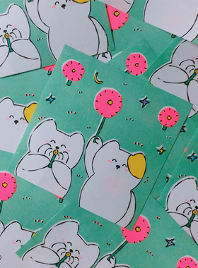 「one one」原创插画 蒲公英花 riso花 可爱舒适插画