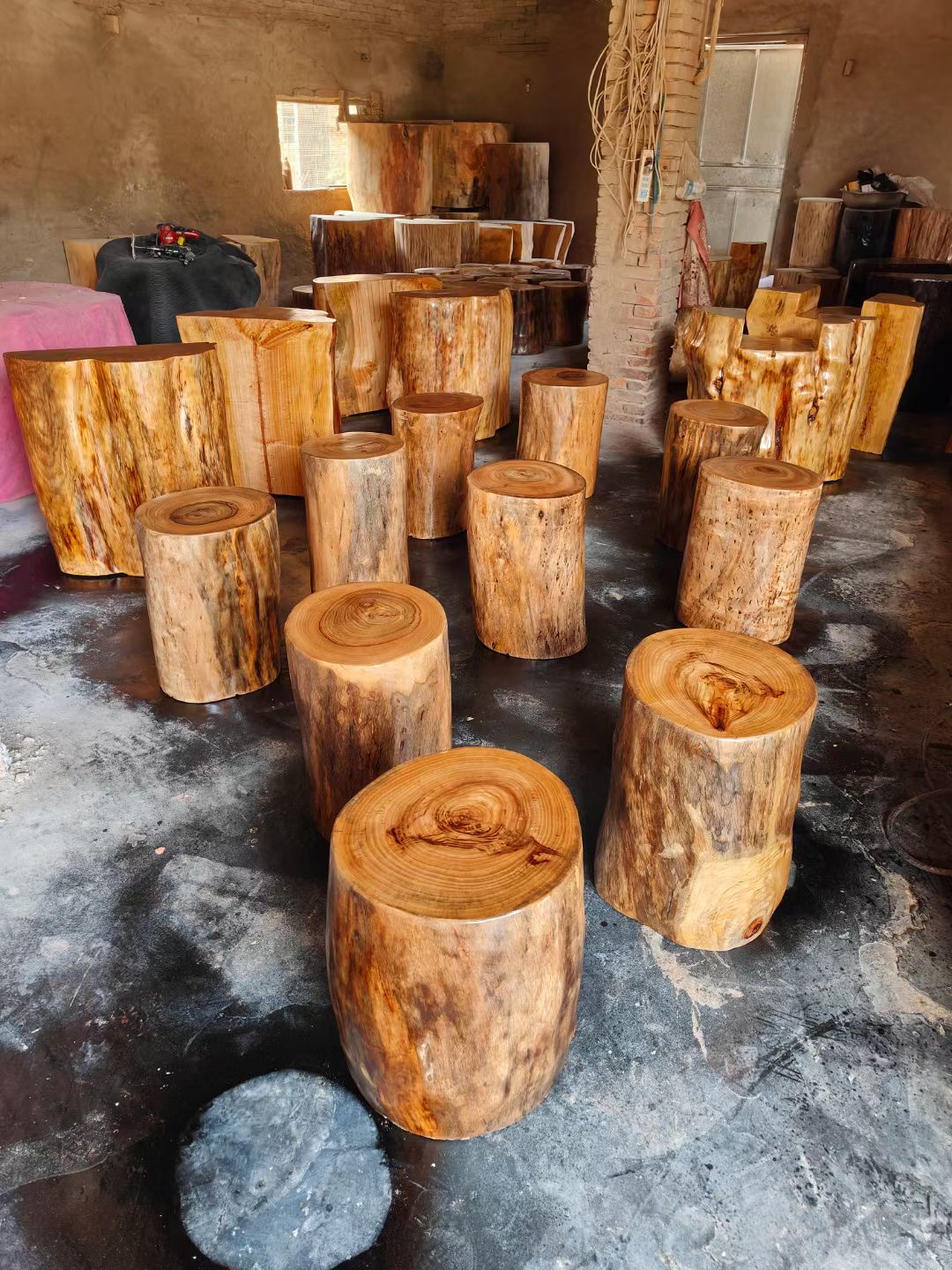 香樟木木墩木墩树桩底座木墩子家用坐凳凳实木根雕凳子圆原木木桩