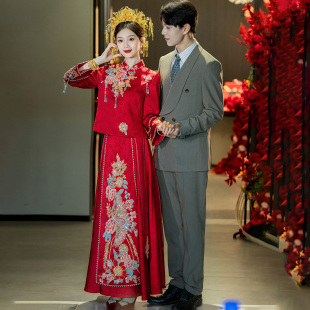 嫁衣小个子敬酒服 新娘结婚礼服高端中式 新中式 秀禾服婚服2025新款