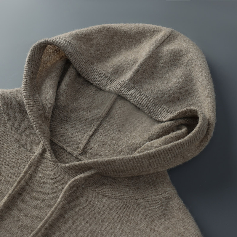 【可机洗】100%羊毛衫男士帽衫秋冬连帽毛衣针织衫保暖新款羊绒衫