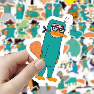 60张新款鸭嘴兽泰瑞贴纸笔记本水杯装饰手机壳行李箱涂鸦防水贴画