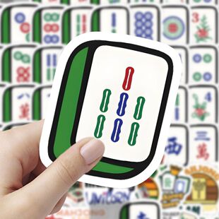 60张国粹卡通麻将贴纸创意个性手机装饰水杯笔记本行李箱电脑贴画