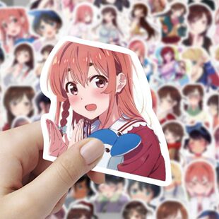 60张日漫租借女友贴纸卡通二次元水原千鹤手机装饰平板笔记本贴画