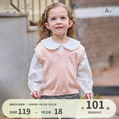 女宝宝纯棉上衣 马甲女童针织衫 戴维贝拉儿童毛衣背心2026新款 春装