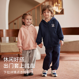 戴维贝拉加绒卫衣连帽外套休闲弯刀裤男女童装