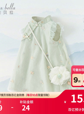戴维贝拉儿童连衣裙夏装新款女童裙子国风公主裙周岁宝宝汉服裙