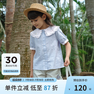 兒童短袖 戴維貝拉女童襯衫 2025夏季 新款 大童衣服 襯衣女孩上衣童裝