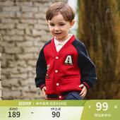 上衣男宝春装 戴维贝拉儿童针织外套2026男童新款 开衫 商场同款