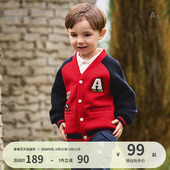 上衣男宝春装 戴维贝拉儿童针织外套2026男童新款 开衫 商场同款